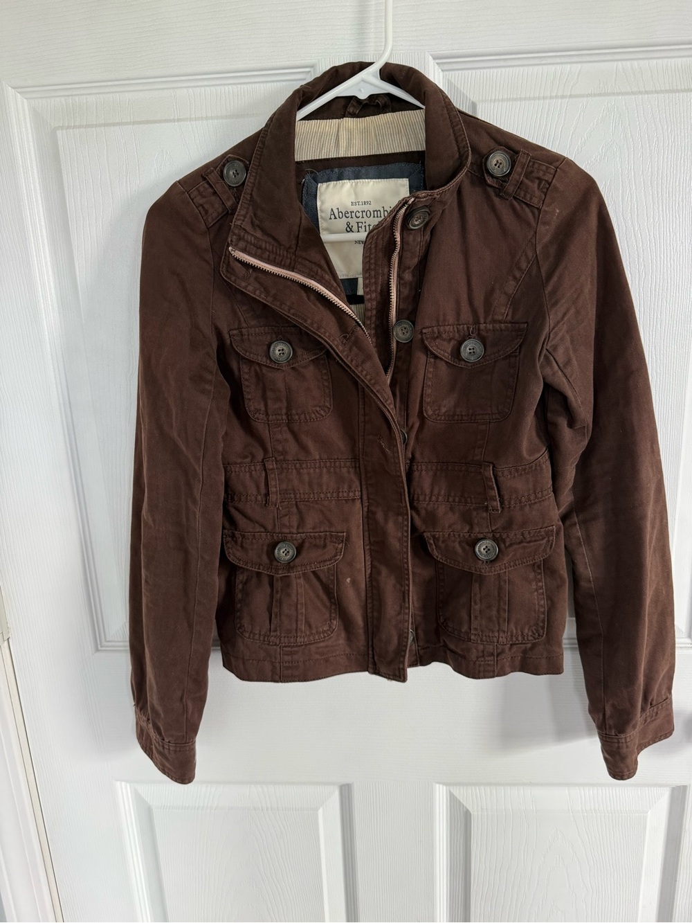 Vintage Y2K Abercrombie & Fitch Brown Utility Military Jacket Women’s S Fall